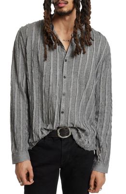 John Varvatos Baxter Regular Fit Linen Button-Up Shirt in Med Grey