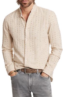 John Varvatos Brayden Band Collar Button-Up Shirt in Fossil Grey