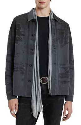 John Varvatos Brighton Organic Cotton French Terry Chore Jacket in Iron Grey