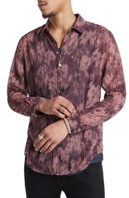 John Varvatos Bucks Slim Fit Floral Ikat Button-Up Shirt in Cherrywood