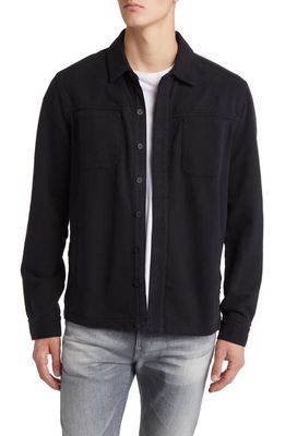 John Varvatos Bushwick Cotton French Terry Shirt Jacket in Black