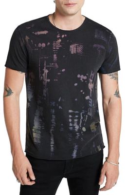 John Varvatos City Lights Raw Edge Graphic T-Shirt in Charcoal