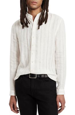 John Varvatos Classic Fit Stripe Linen Button-Up Shirt in White