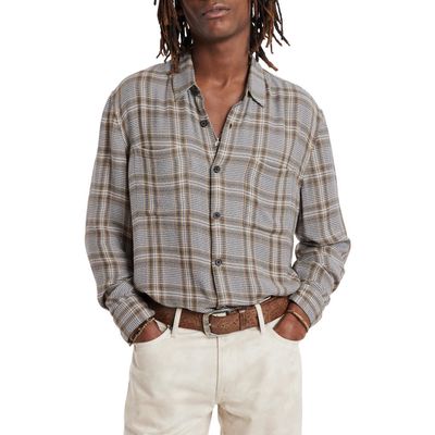 John Varvatos Cole Plaid Button-Up Shirt in Camel at Nordstrom, Size Medium