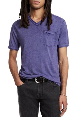 John Varvatos Davis Burnout Cotton Blend V-Neck T-Shirt in Antique Purple