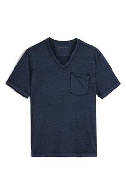 John Varvatos Davis Burnout Cotton Blend V-Neck T-Shirt in Blue Topaz