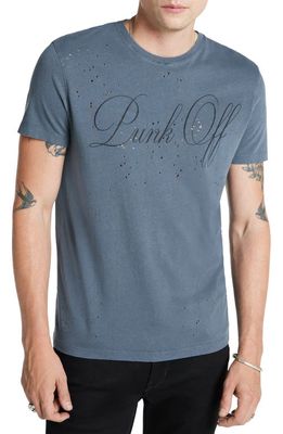 John Varvatos Distressed Punk Off Graphic T-Shirt in Iron Grey