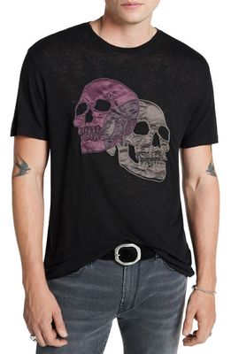 John Varvatos Double Skull Appliqué T-Shirt in Black