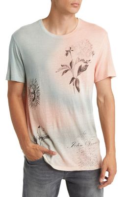 John Varvatos Dreamy Tie Dye Linen Blend Graphic T-Shirt in Salt