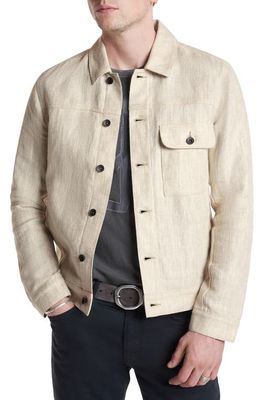 John Varvatos Drew Linen & Cotton Trucker Jacket in Fossil Grey