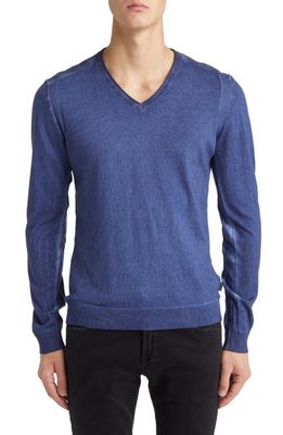 John Varvatos Drew Magic Wash V-Neck Sweater in Blue Smoke