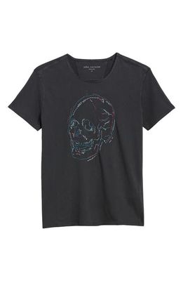 John Varvatos Embroidered Skull Raw Edge T-Shirt in Black