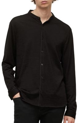 John Varvatos Fulton Regular Fit Wool Button-Up Shirt in Black