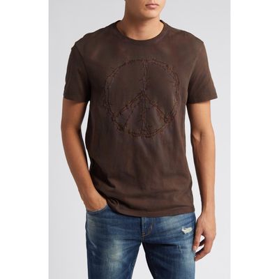 John Varvatos Ink Peace Sign Embroidered T-Shirt in Mauvewood