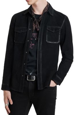 John Varvatos Izzy Suede Shirt Jacket in Black