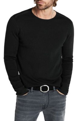 John Varvatos Leira Ribbed Wool & Silk Crewneck Sweater in Black