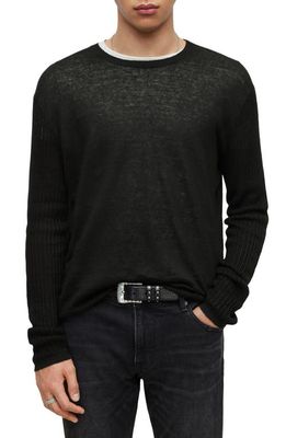 John Varvatos Linen Crewneck Sweater in Black