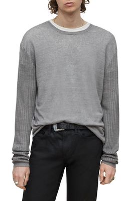 John Varvatos Linen Crewneck Sweater in Silver Grey