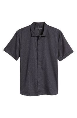 John Varvatos Loren Floral Short Sleeve Button-Up Shirt in Black