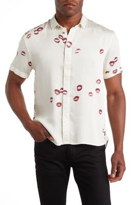 John Varvatos Loren Slim Fit Short Sleeve Button-Up Shirt in White