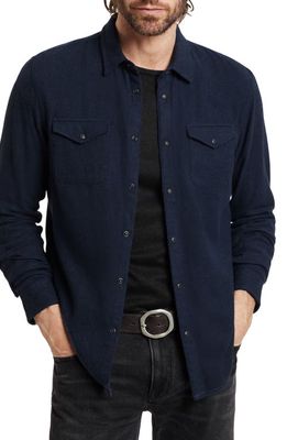 John Varvatos Marshal Cotton Western Shirt in Twilight Blue