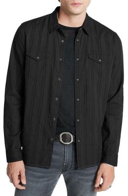 John Varvatos Marshall Cotton Snap-Up Western Shirt in Black