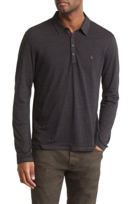 John Varvatos Marty Burnout Long Sleeve Polo in Charcoal Heather