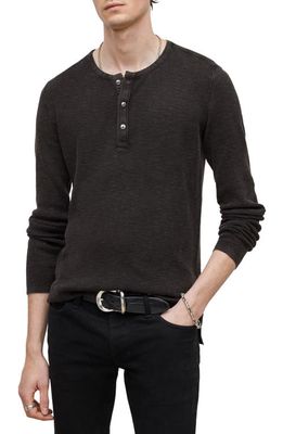 John Varvatos Memphis Waffle Long Sleeve Henley in Black