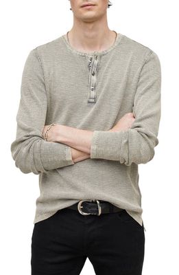 John Varvatos Memphis Waffle Long Sleeve Henley in Grey Hthr