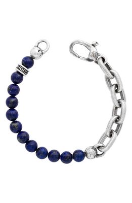 John Varvatos Men's Lapis Lazuli Bead & Chain Link Bracelet in Silver 