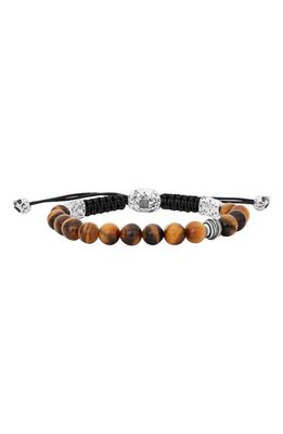 John Varvatos Men's Tiger's Eye Beaded Slider Bracelet in Silver 