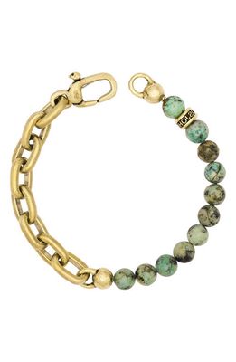 John Varvatos Men's Turquoise Bead & Chain Link Bracelet in Brass 