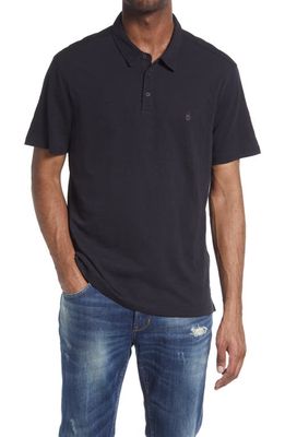 John Varvatos Men's Victor Solid Slub Cotton Polo in Black