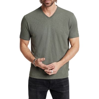 John Varvatos Miles Slub V-Neck T-Shirt in Flagstone Grey