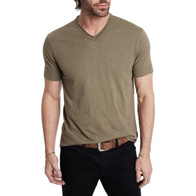 John Varvatos Miles Slub V-Neck T-Shirt in Teakwood