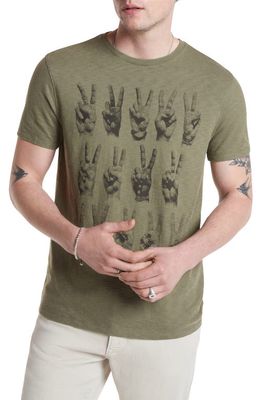 John Varvatos Peace Hands Graphic T-Shirt in Dark Moss