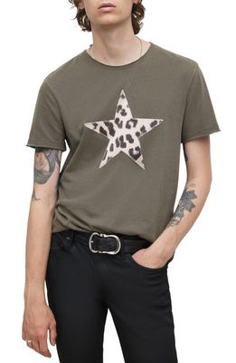 John Varvatos Raw Edge Cheetah Star Appliqué T-Shirt in Coal