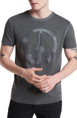 John Varvatos Reconstruct Patchwork Peace Sign T-Shirt in Coal