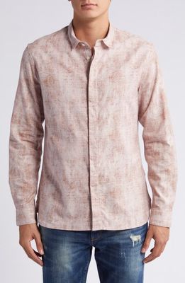 John Varvatos Rodney Button-Up Shirt in Worn Mauve