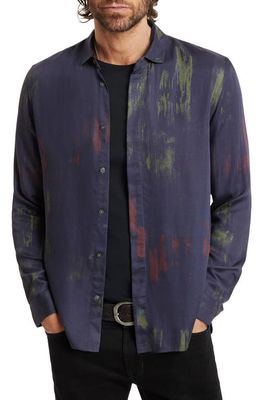 John Varvatos Rodney Solid Button-Up Shirt in Twilight Blue