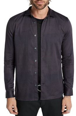 John Varvatos Ross Slim Fit Geo Print Cotton Button-Up Shirt in Nightshade