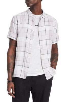 John Varvatos Sean Plaid Short Sleeve Button-Up Shirt in White Multi