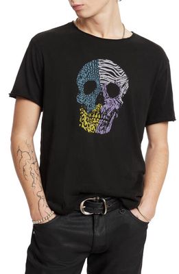 John Varvatos Skull Raw Edge Cotton Graphic Tee in Black