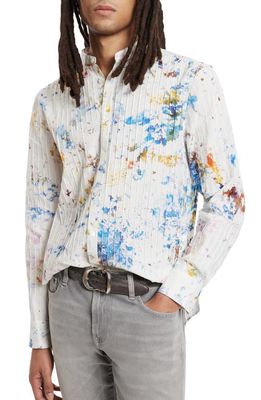 John Varvatos Slim Fit Pintuck Long Sleeve Button-Up Shirt in White