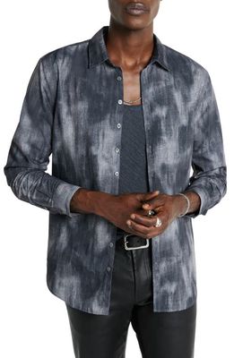 John Varvatos Slim Fit Print Button-Up Shirt in Med Grey