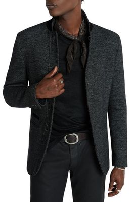 John Varvatos Slim Fit Stud Placket Wool Blend Blazer in Steel Grey