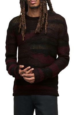 John Varvatos Stanly Burnout Stripe Sweater in Dark Plum