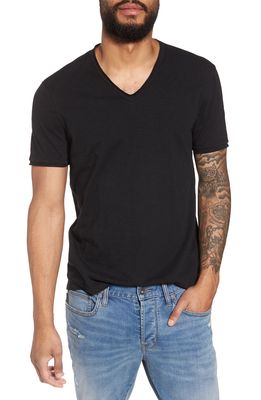John Varvatos Star USA Slim Fit Slubbed V-Neck T-Shirt in Black