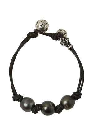 John Varvatos tahitian-pearl double-leather bracelet - Black