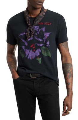 John Varvatos Thin Lizzy Black Rose Cotton Graphic T-Shirt
